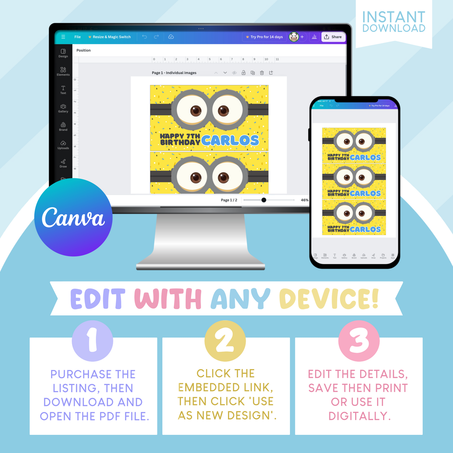 Minions Birthday Party Gable Box