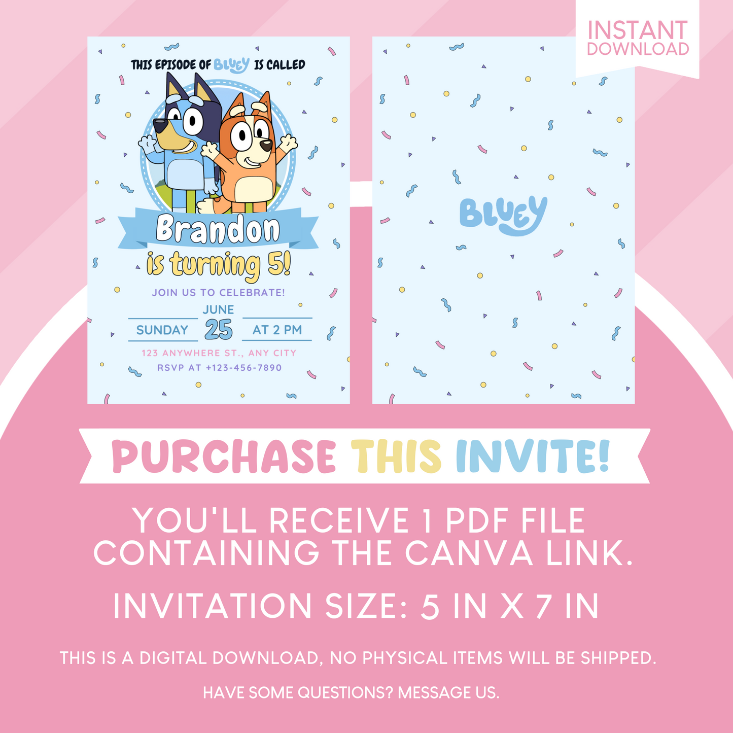 Bluey Birthday Party Invitation