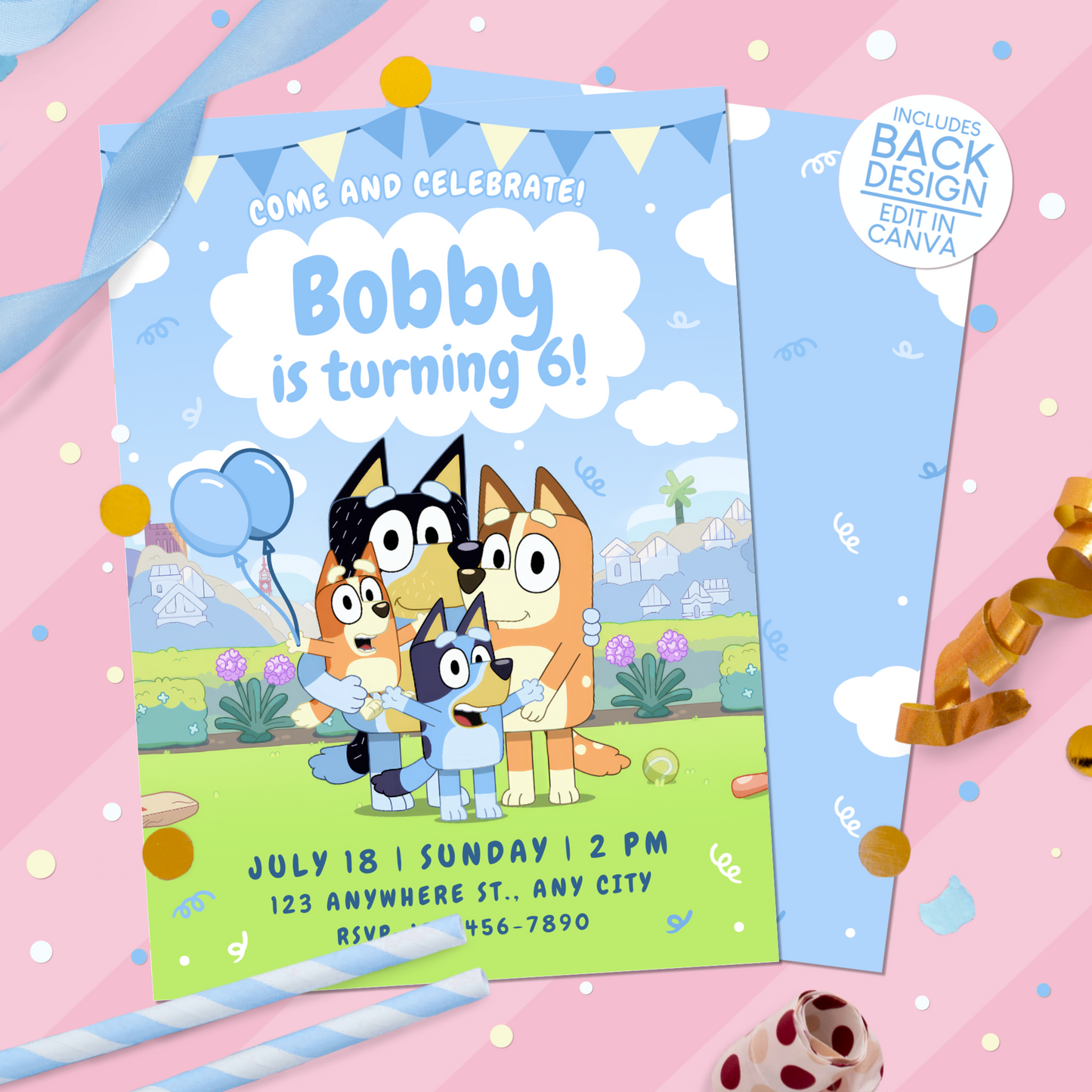 Bluey Birthday Party Invitation