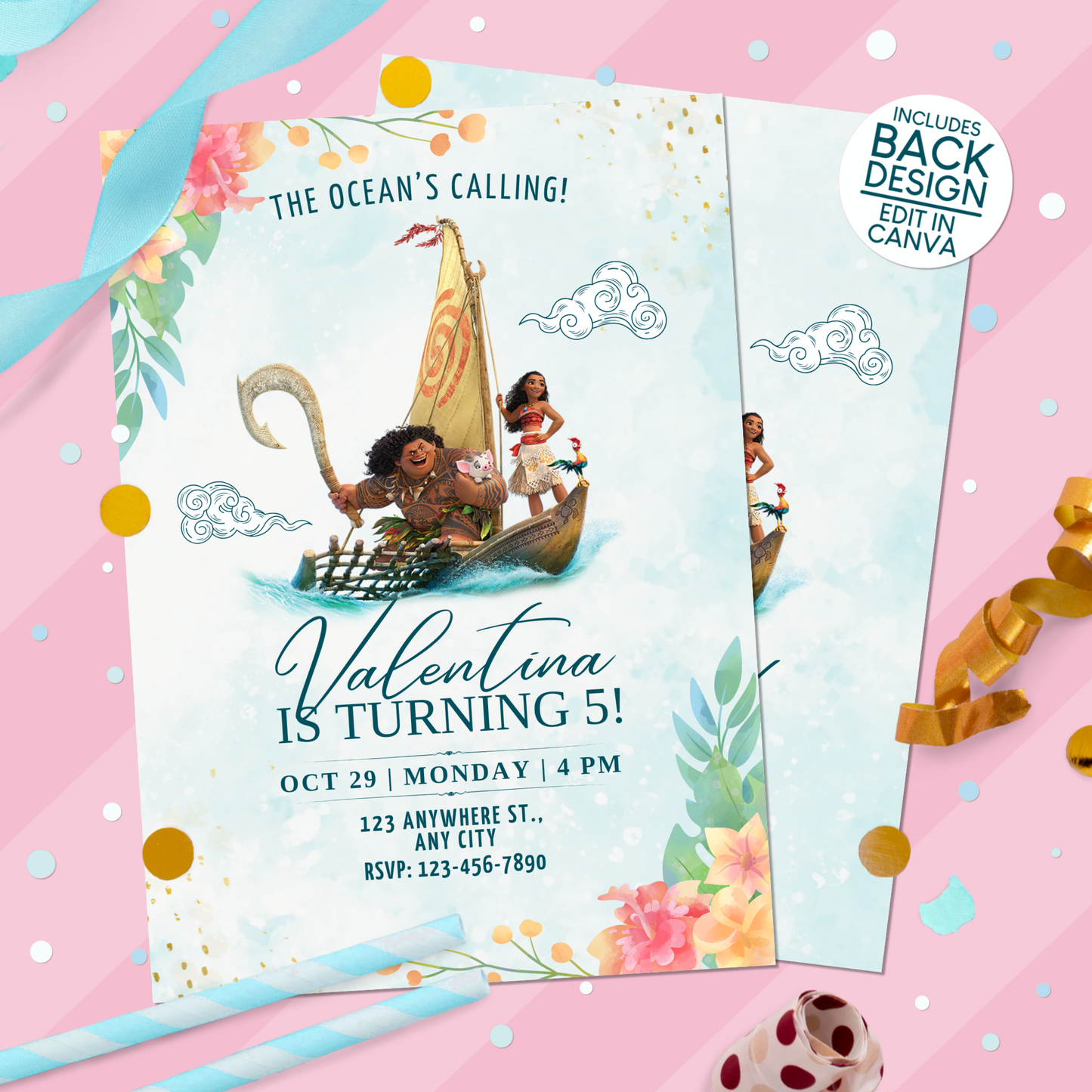 Moana Birthday Party Invitation