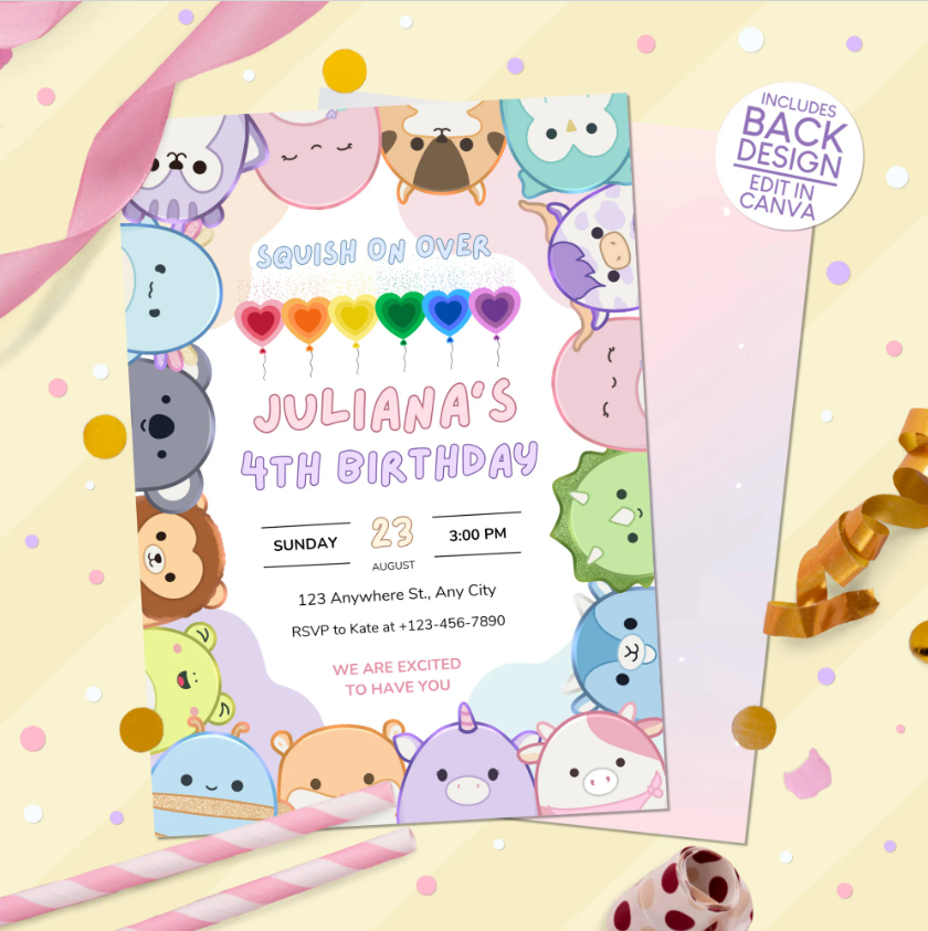 Squishmallows Birthday Party Invitation