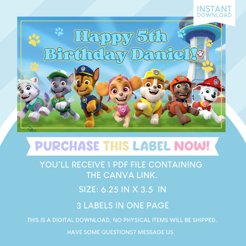 Paw Patrol Birthday Party Gable Box