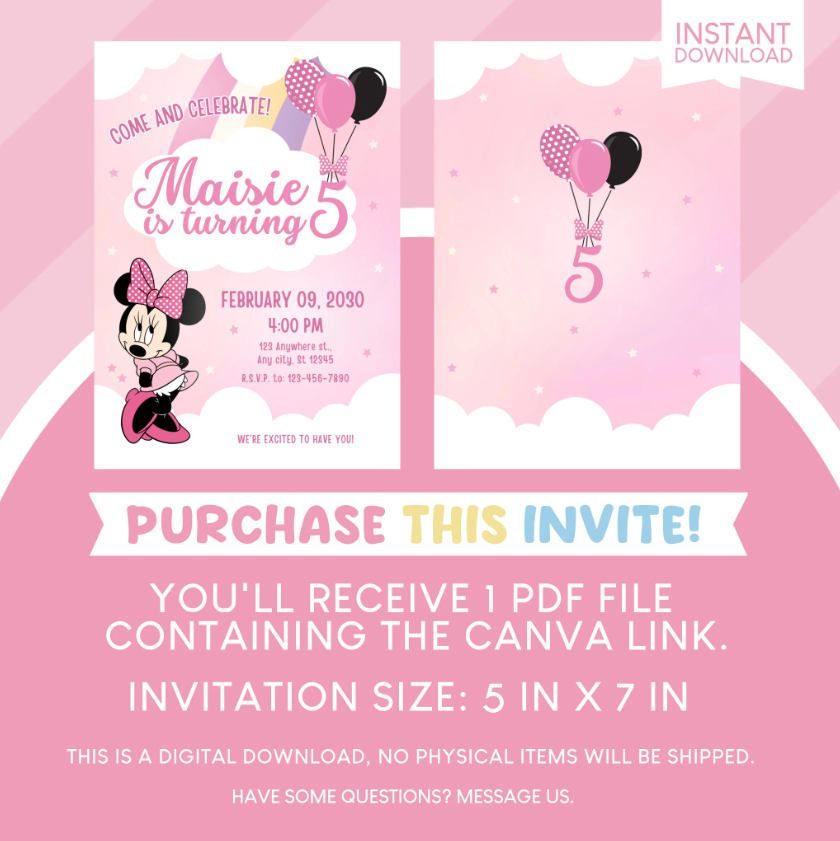 Minnie Mouse Clubhouse Birthday Party Invitation