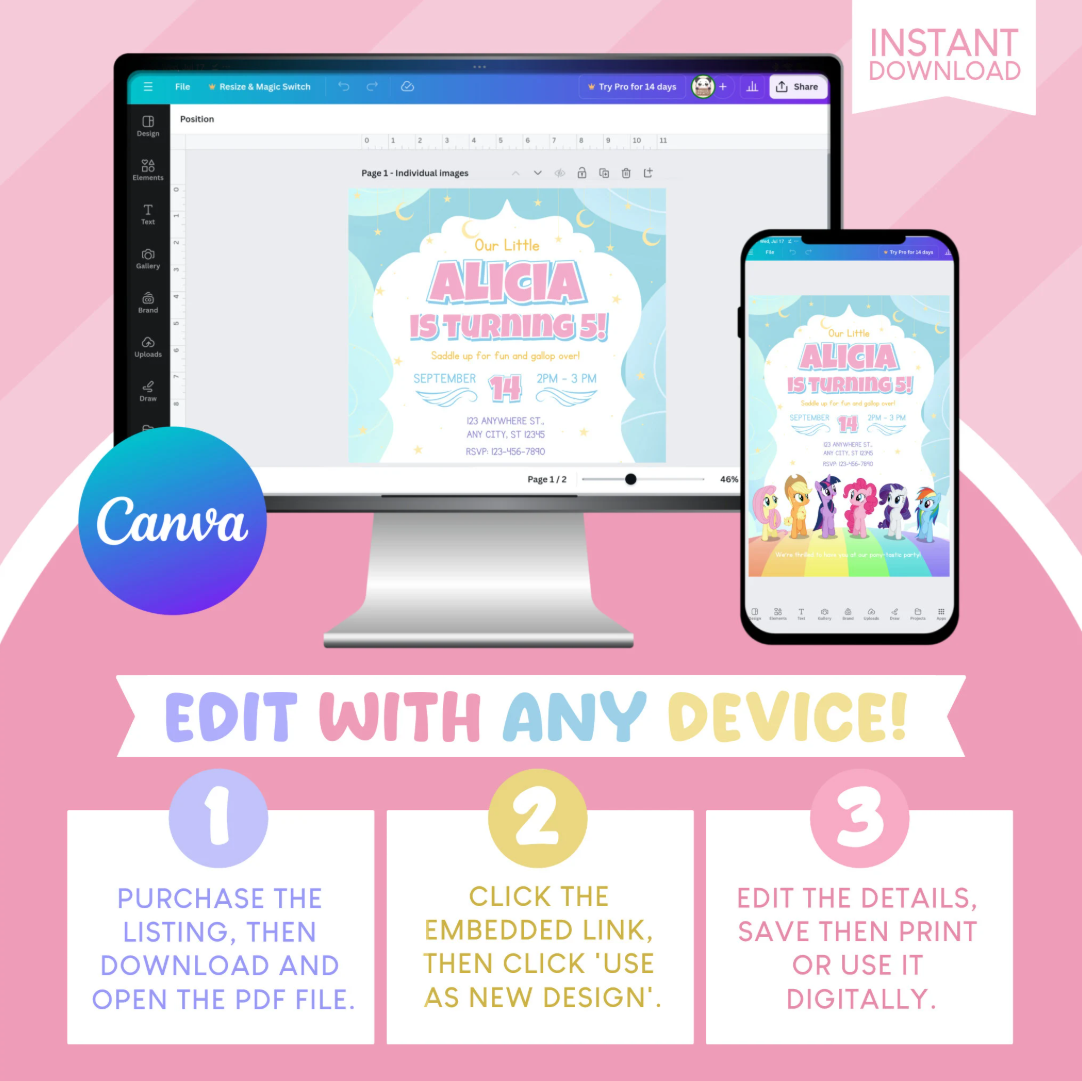 My Little Pony Birthday Party Invitation