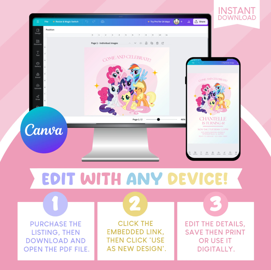 My Little Pony Birthday Party Invitation