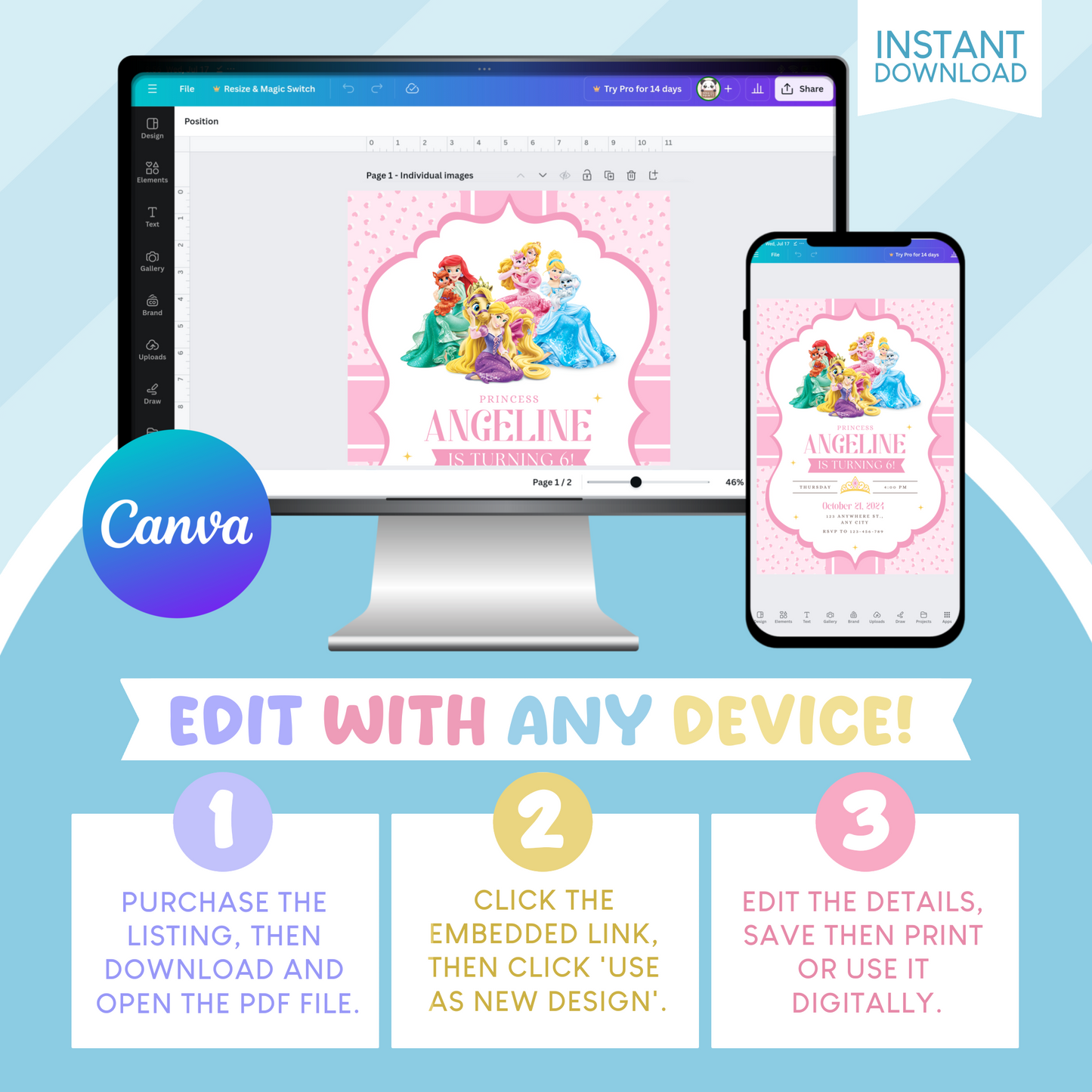 Princess Birthday Party Invitation