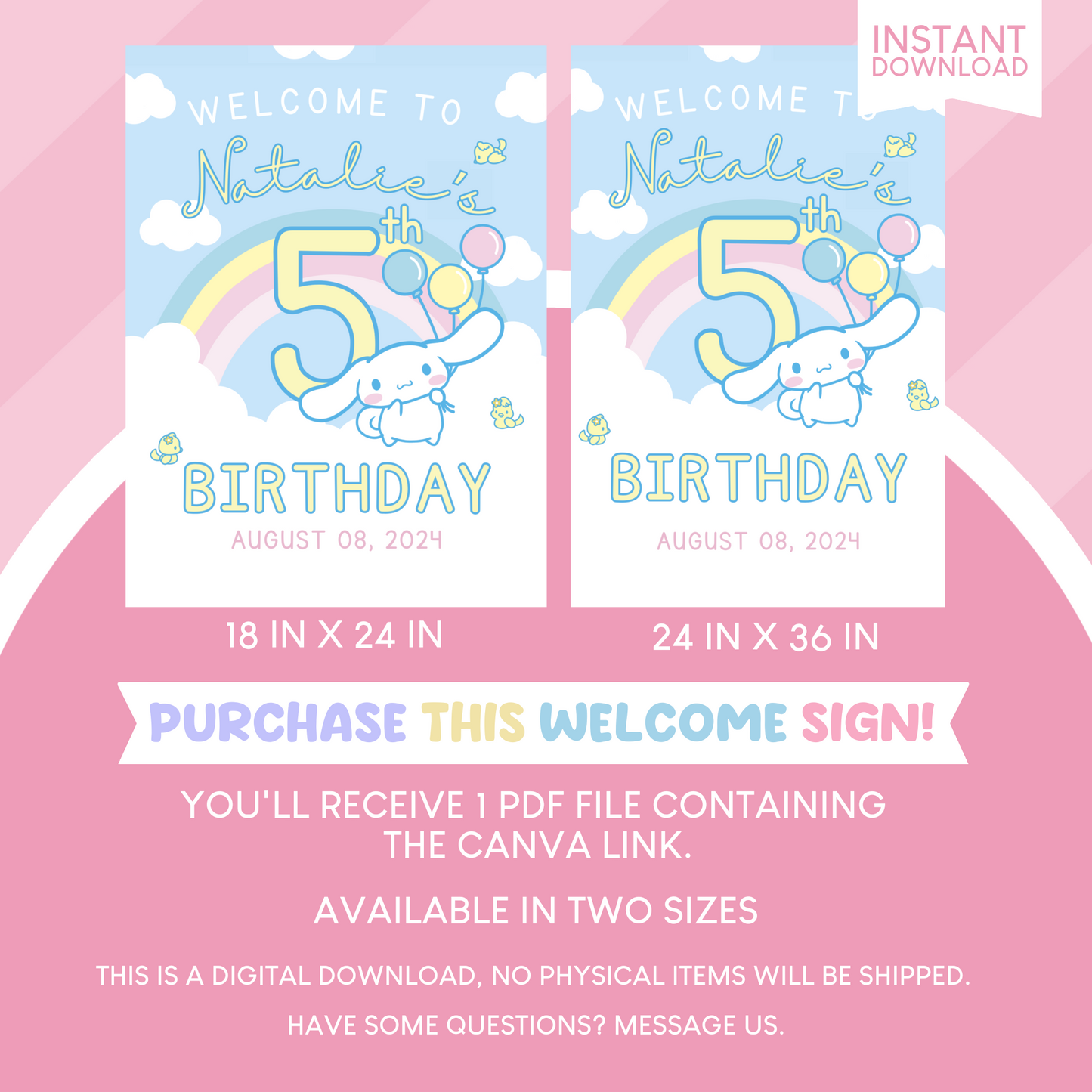 Cinnamoroll Birthday Party Welcome Sign Poster