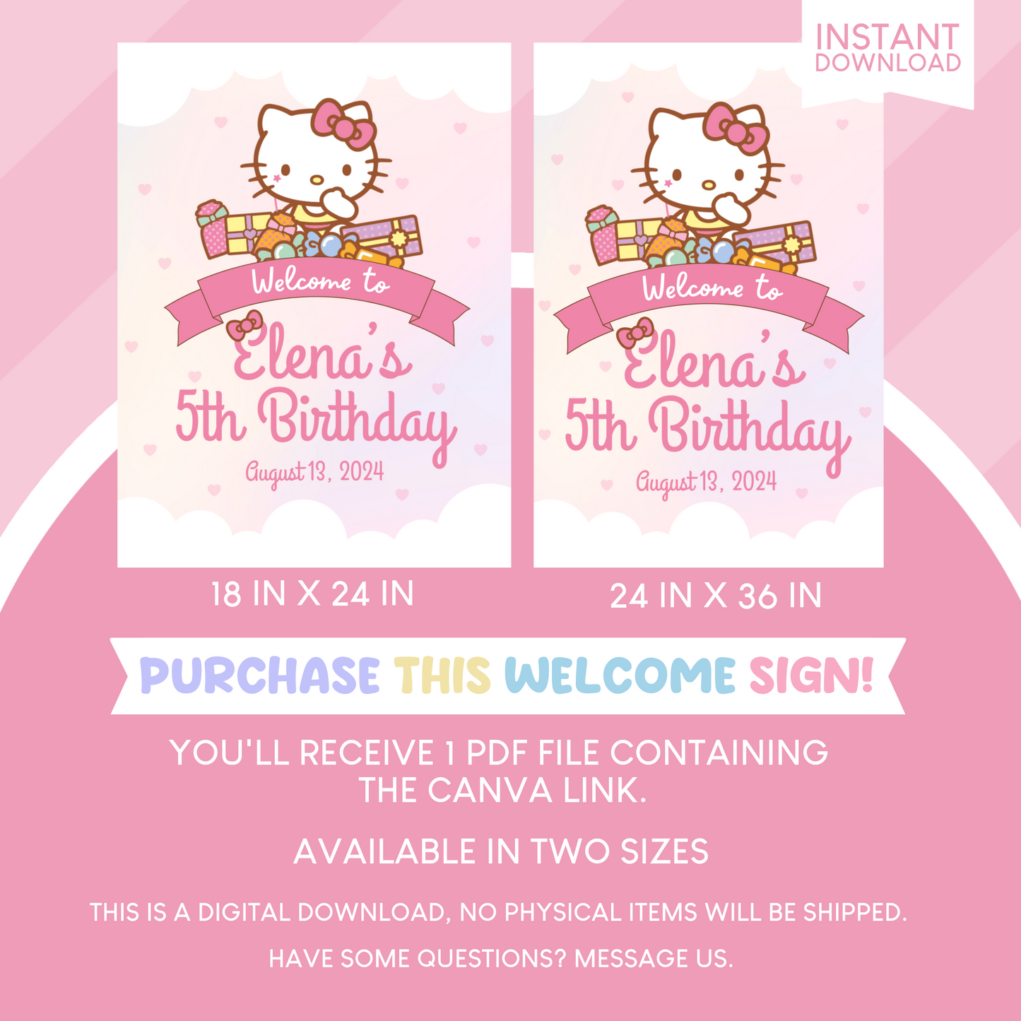 Hello Kitty Birthday Party Welcome Sign Poster