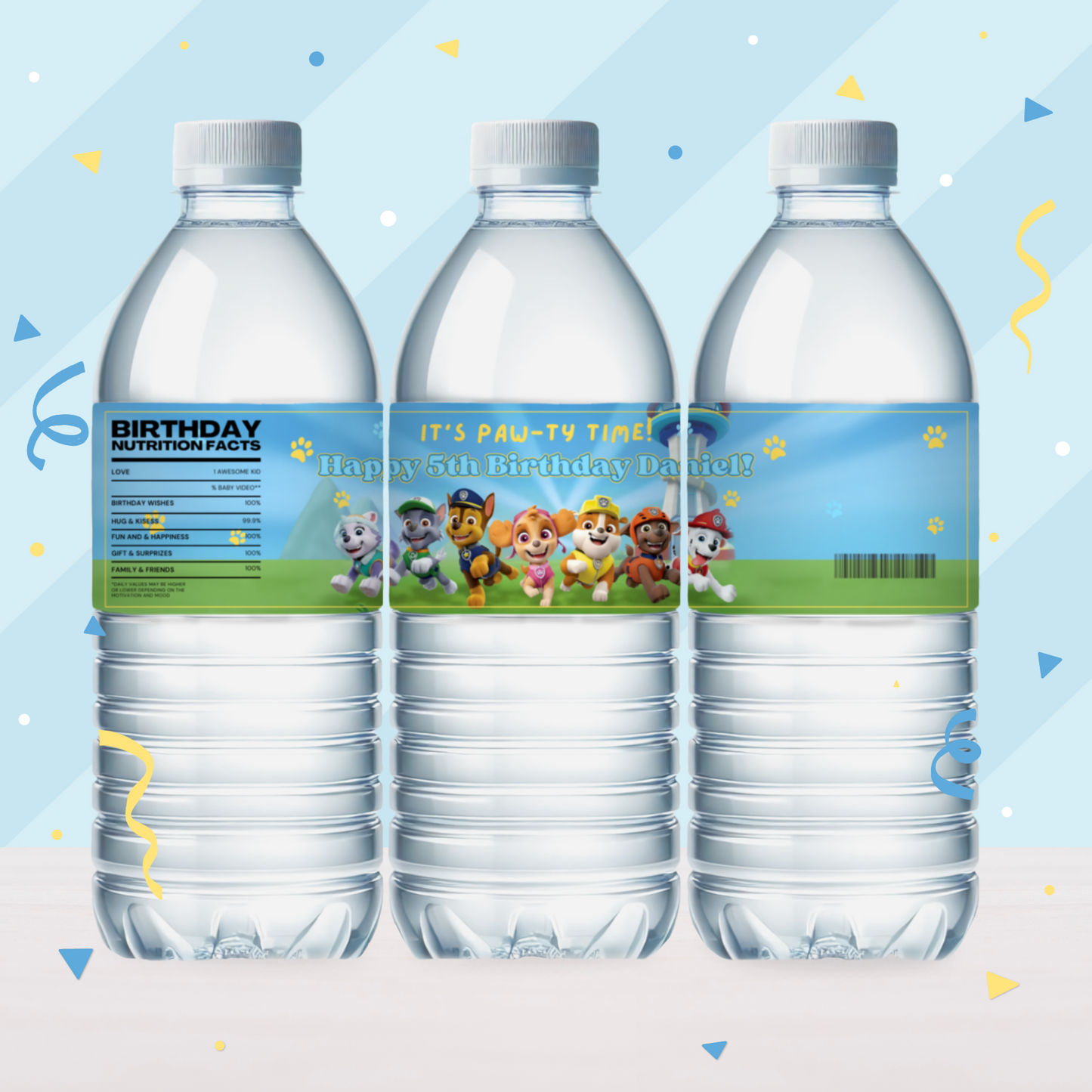 Paw Patrol Birthday Party Favor Water Bottle