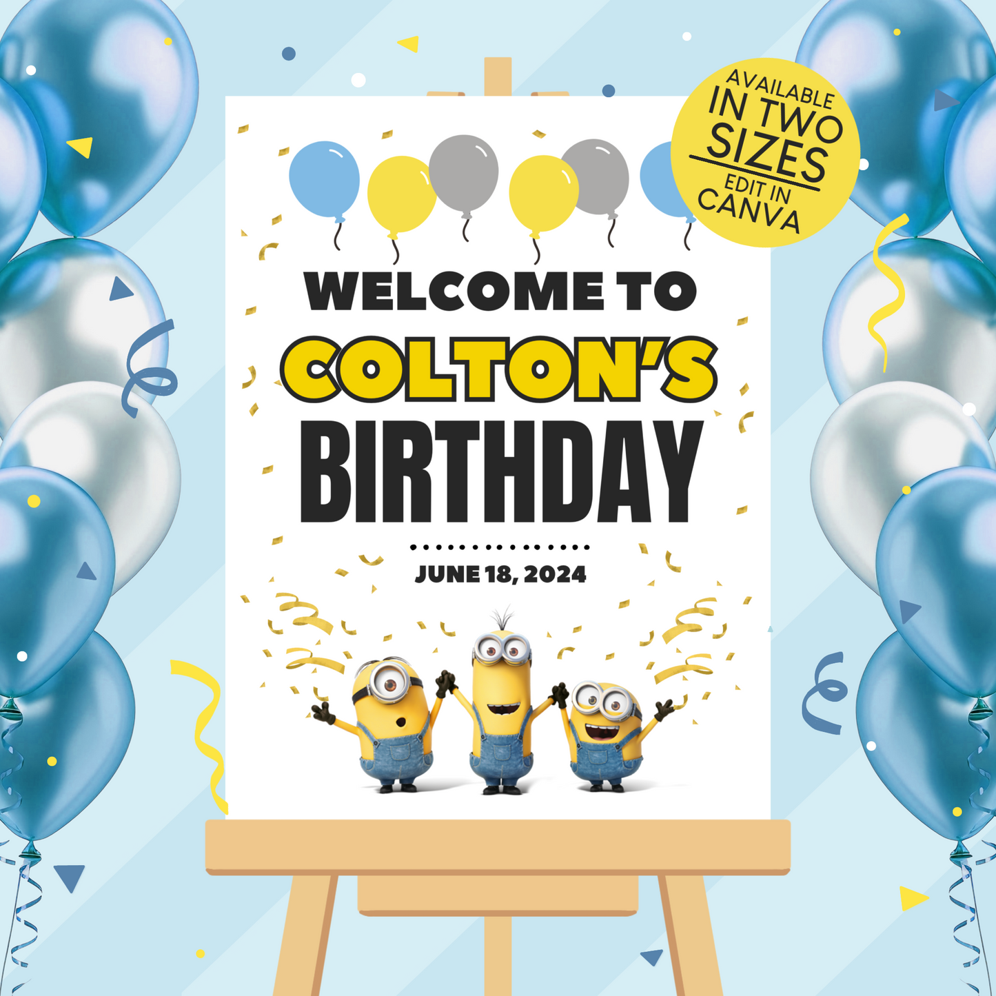 Minions Birthday Party Welcome Sign Poster