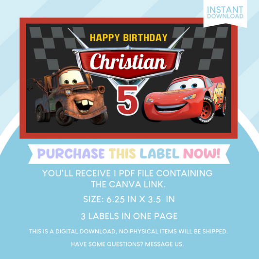 Cars Lightning McQueen Birthday Party Gable Box