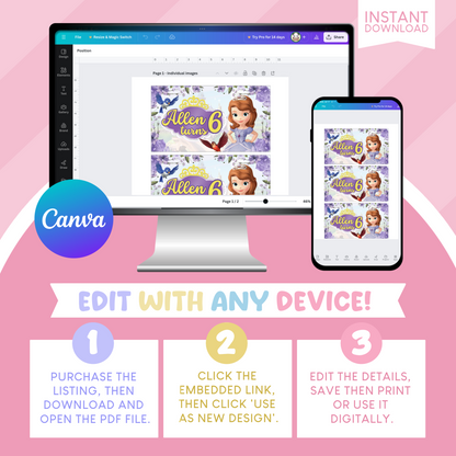 Sofia the First Birthday Party Gable Box