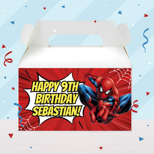 Spiderman Superhero Birthday Party Gable Box