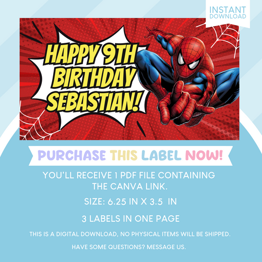 Spiderman Superhero Birthday Party Gable Box
