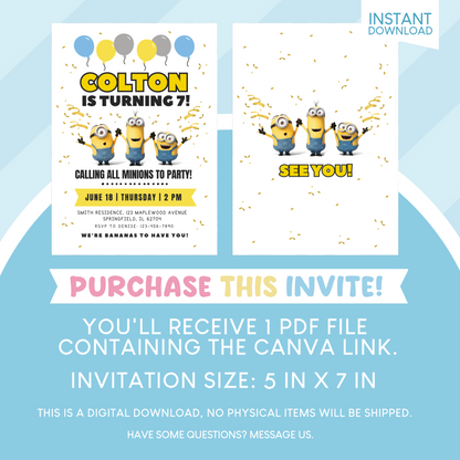 Minions Birthday Party Invitation