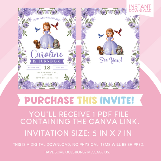 Sofia the First Birthday Party Invitation