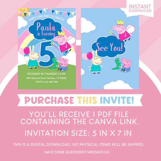 Peppa Pig Birthday Party Invitation