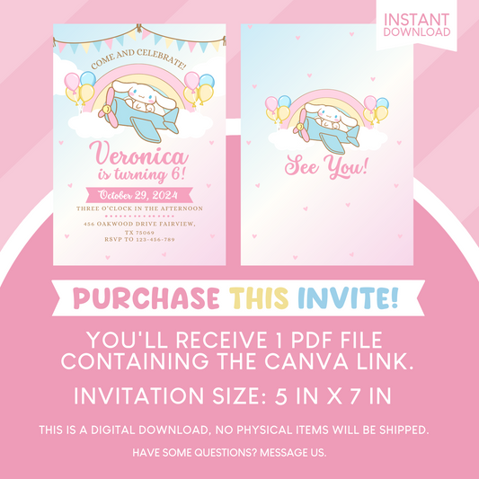 Cinnamoroll Birthday Party Invitation