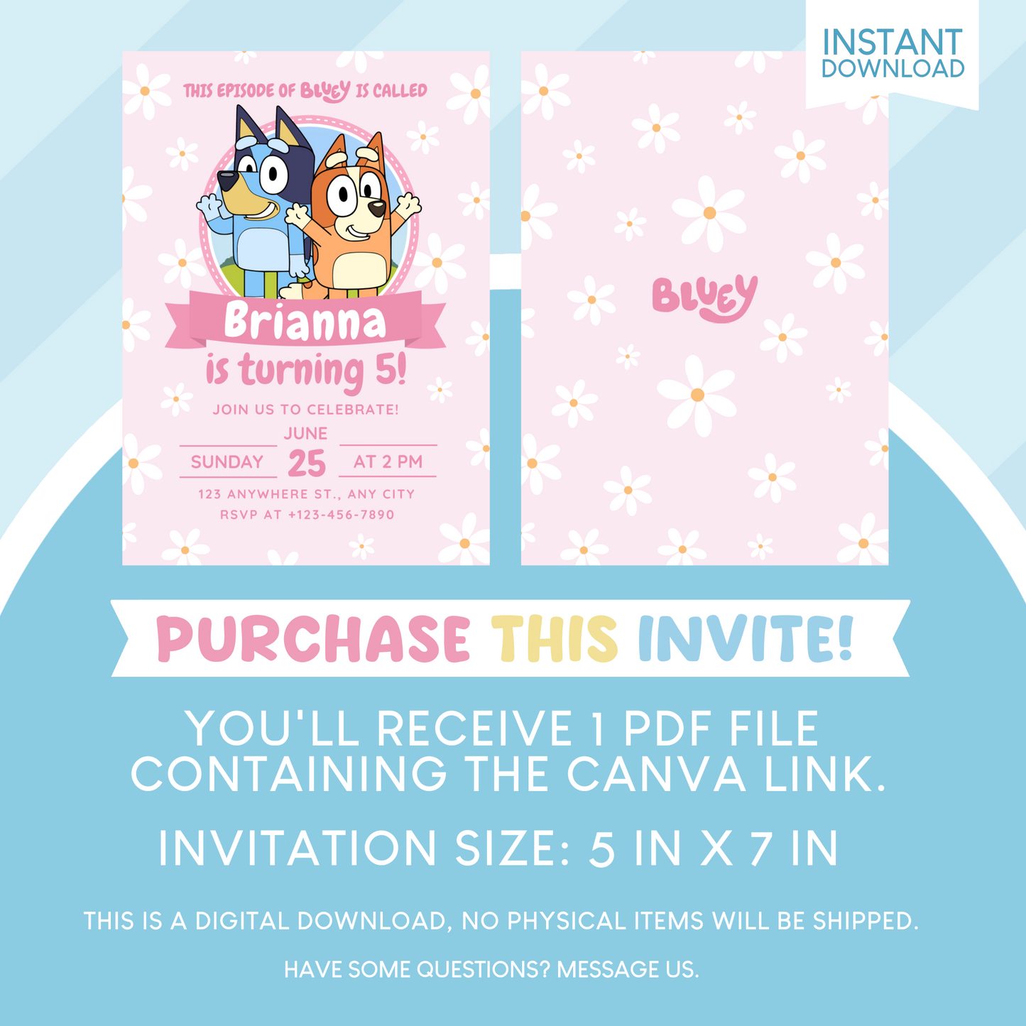 Bluey Birthday Party Invitation