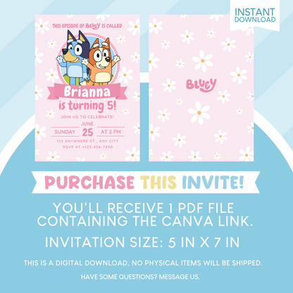 Bluey Birthday Party Invitation