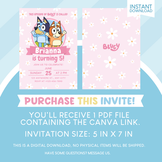 Bluey Birthday Party Invitation