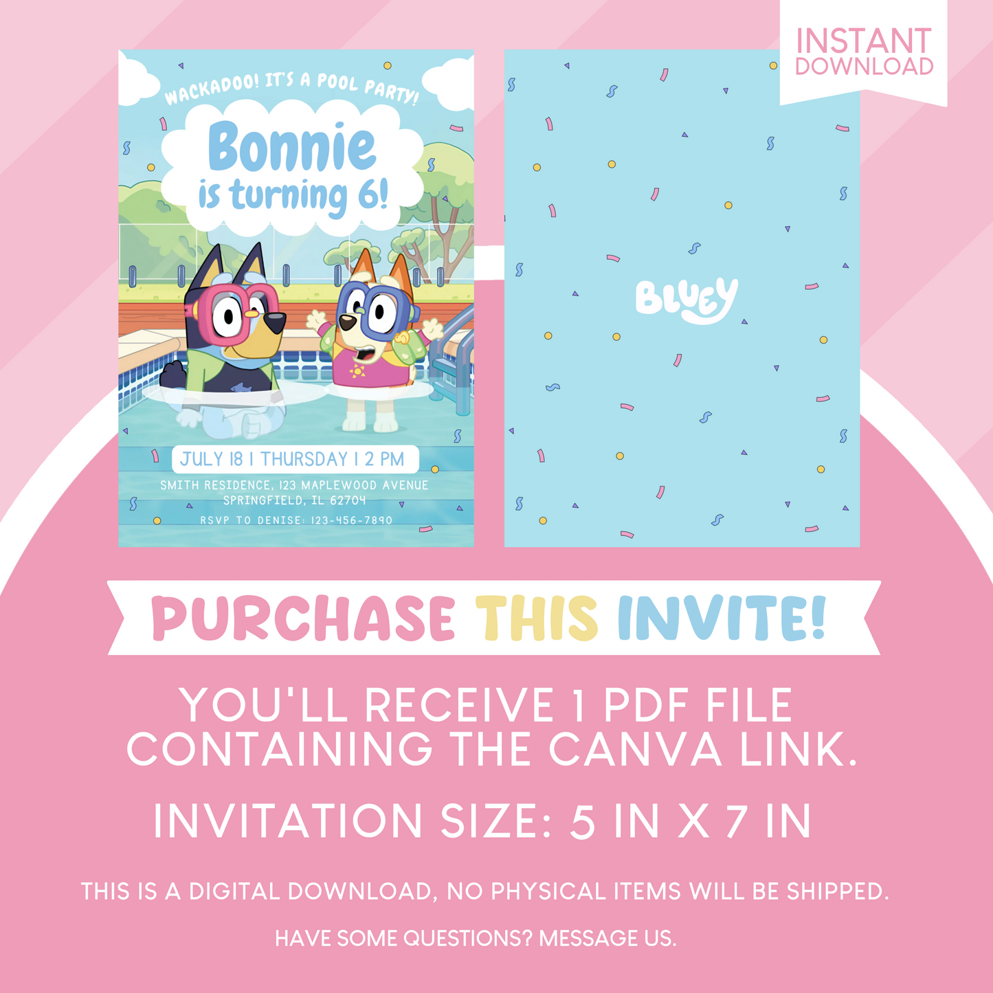 Bluey Birthday Party Invitation