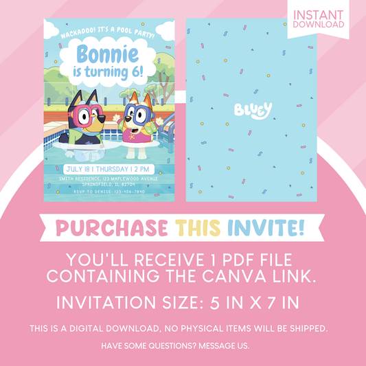 Bluey Birthday Party Invitation