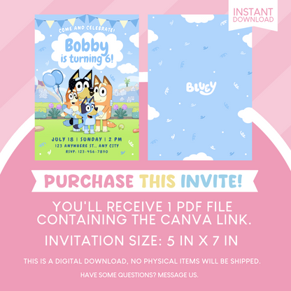 Bluey Birthday Party Invitation
