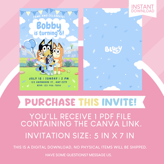 Bluey Birthday Party Invitation