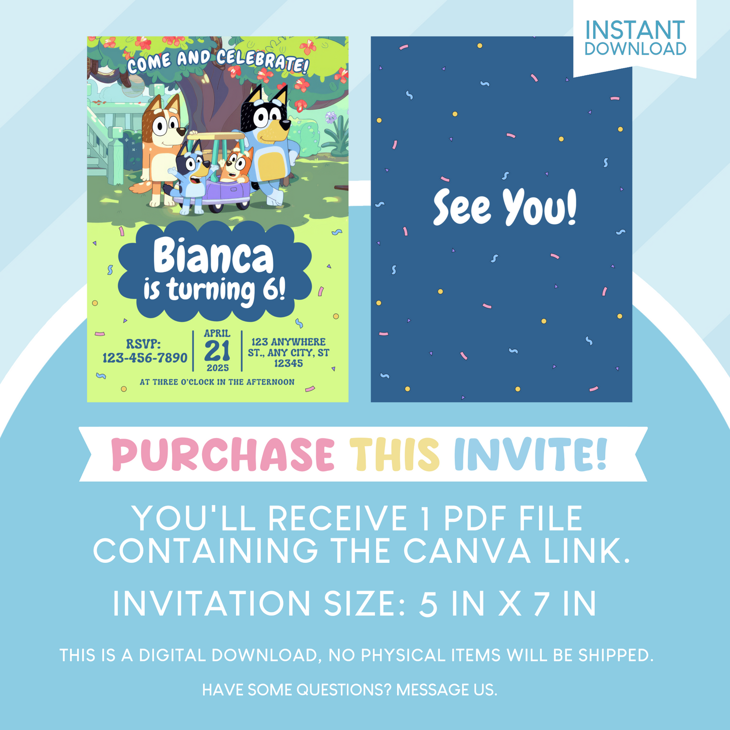 Bluey Birthday Party Invitation