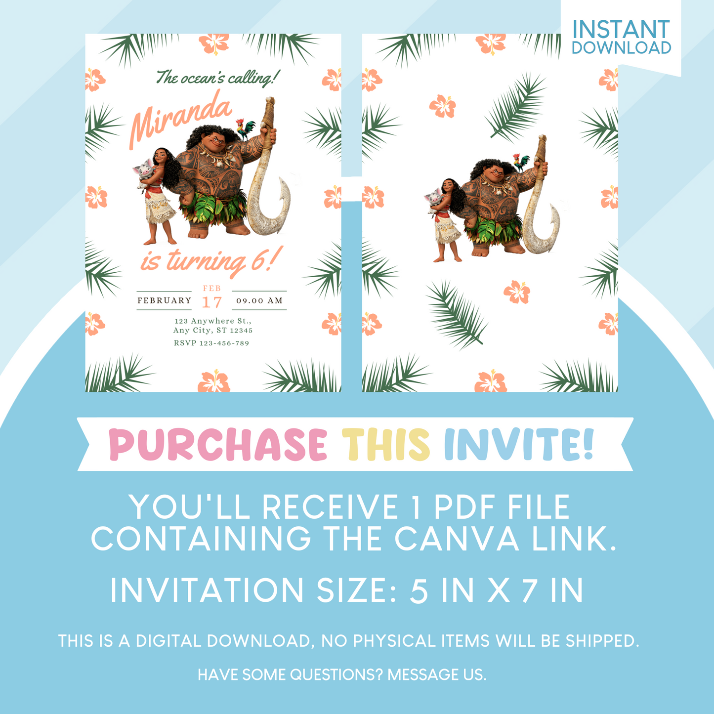 Moana Birthday Party Invitation