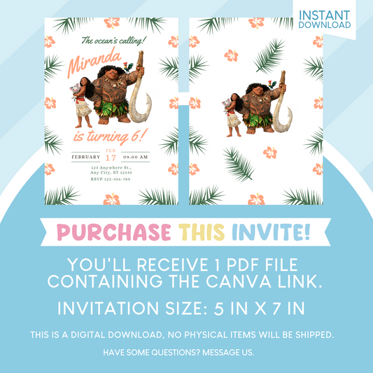 Moana Birthday Party Invitation