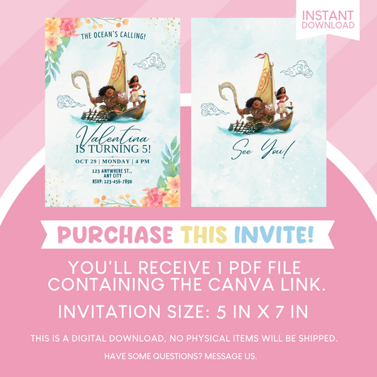 Moana Birthday Party Invitation