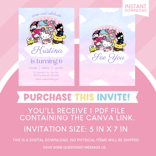 Sanrio Birthday Party Invitation