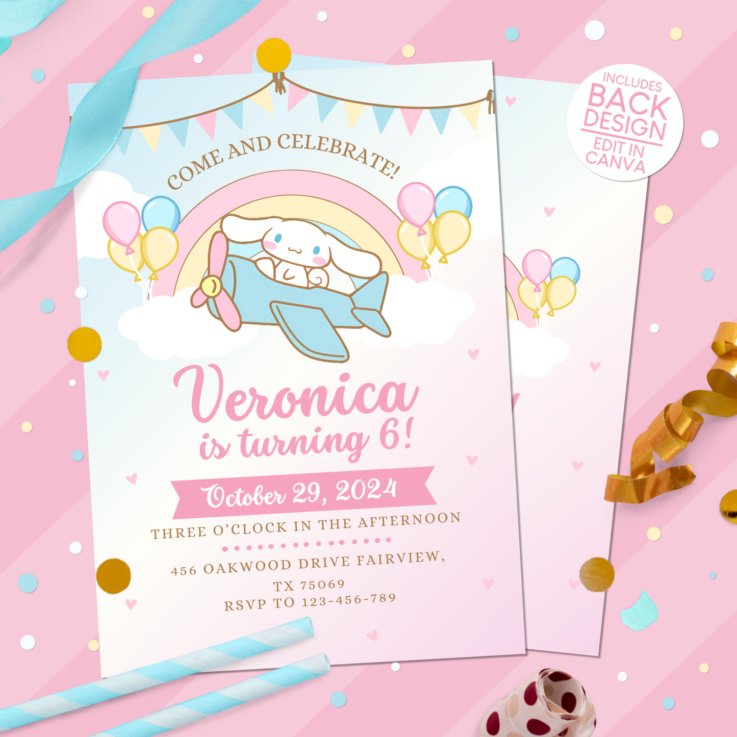 Cinnamoroll Birthday Party Invitation