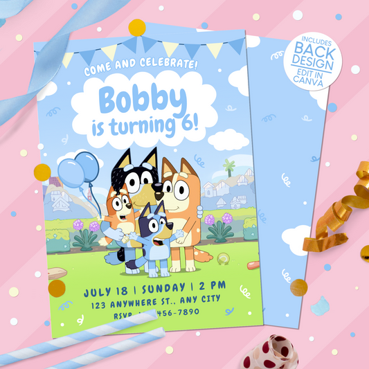 Bluey Birthday Party Invitation