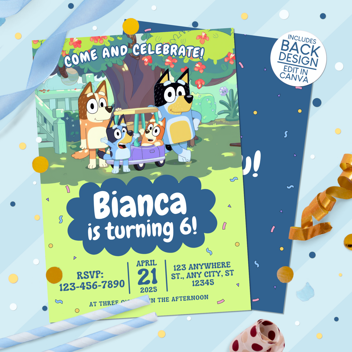 Bluey Birthday Party Invitation