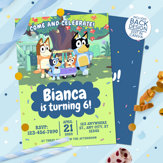 Bluey Birthday Party Invitation