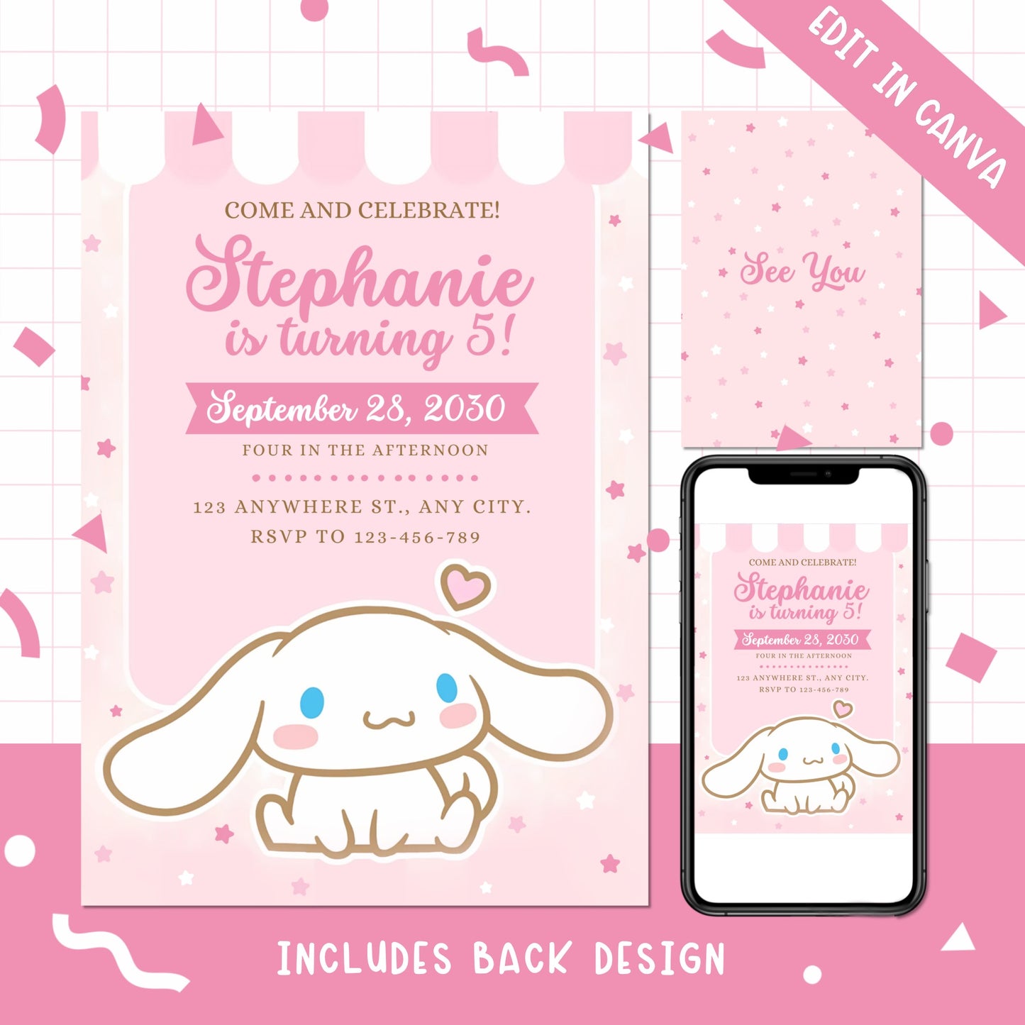 Cinnamoroll Birthday Party Invites