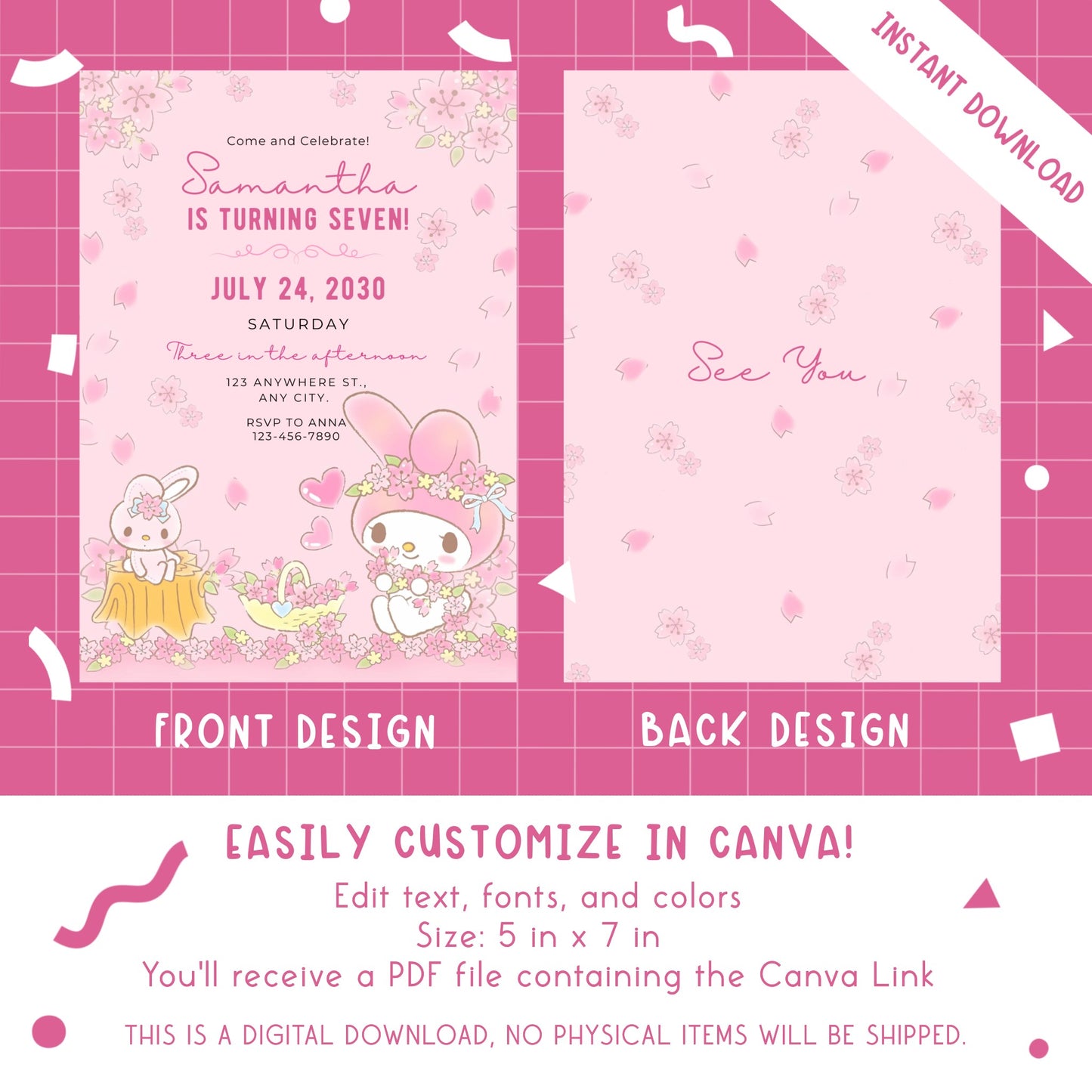 My Melody Birthday Party Invites