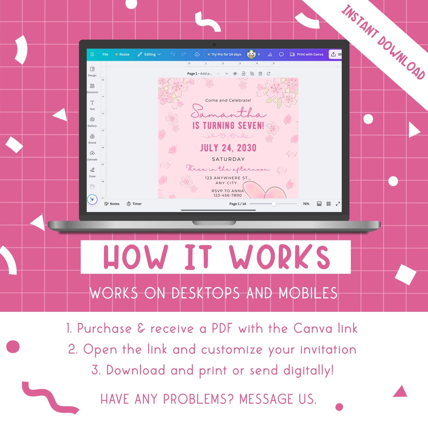 My Melody Birthday Party Invites