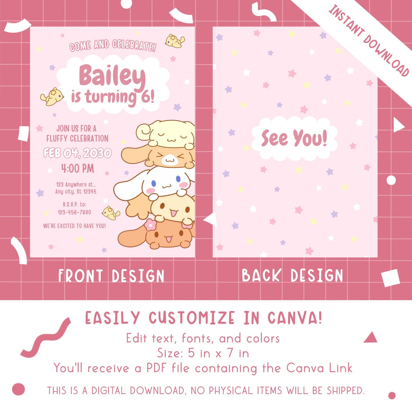 Sanrio Birthday Party Invites