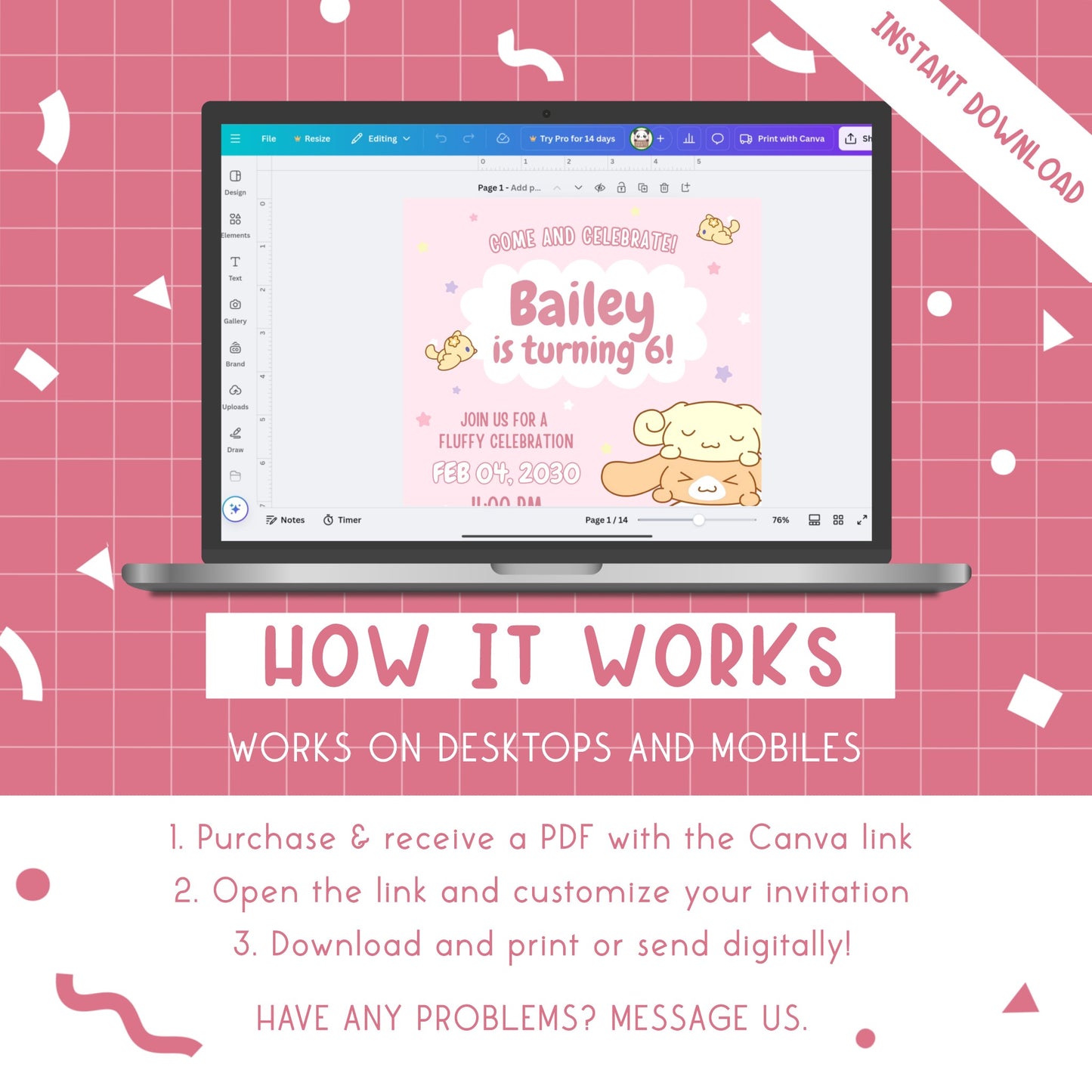 Sanrio Birthday Party Invites
