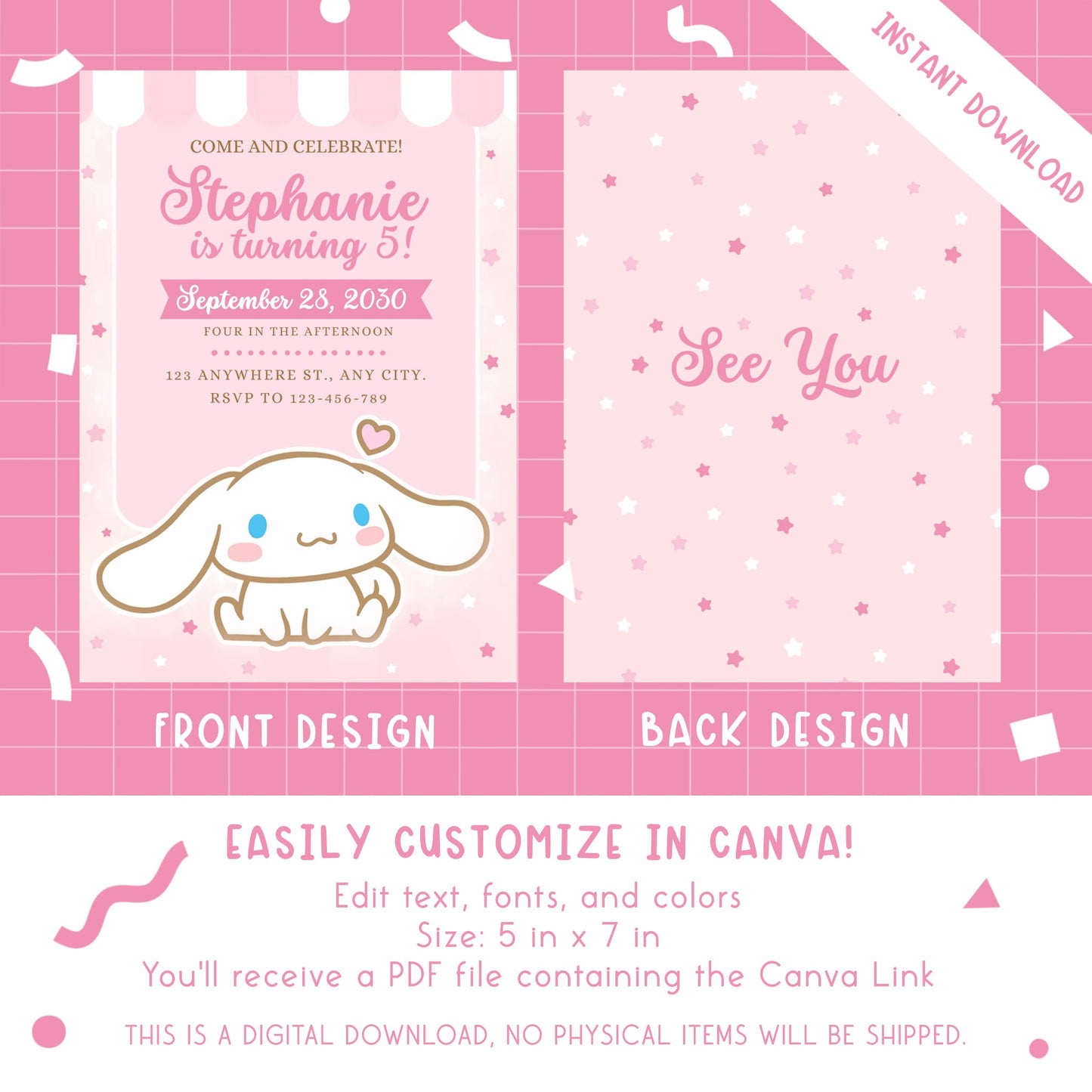 Cinnamoroll Birthday Party Invites