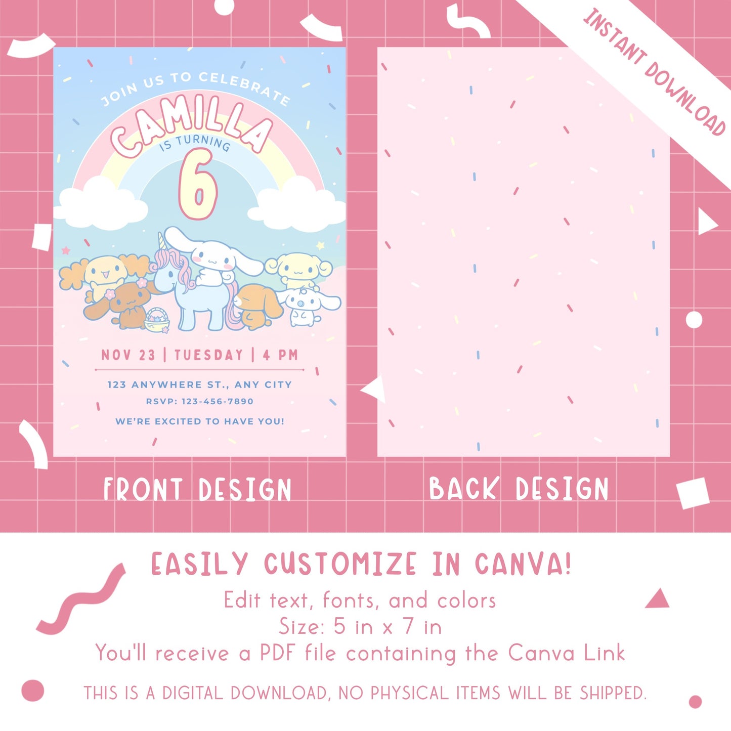 Sanrio Birthday Party Invites