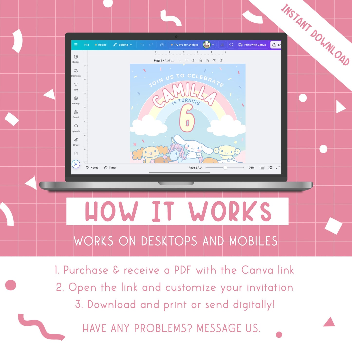 Sanrio Birthday Party Invites