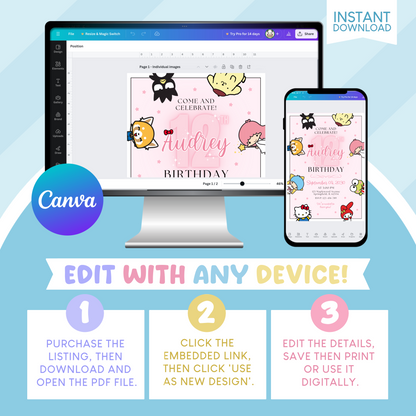 Sanrio Birthday Party Invitation