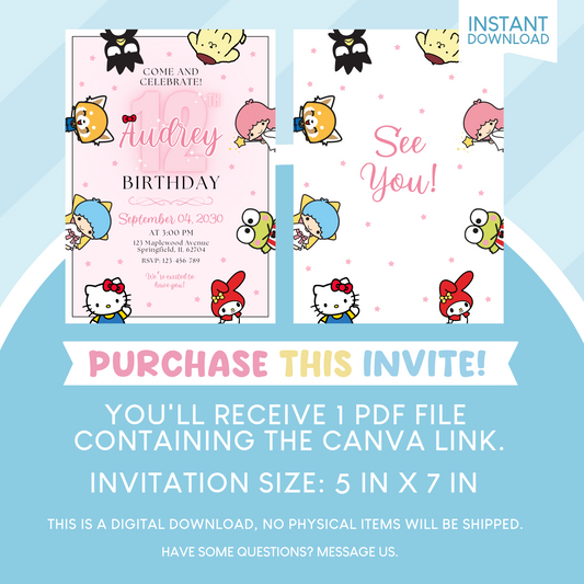 Sanrio Birthday Party Invitation