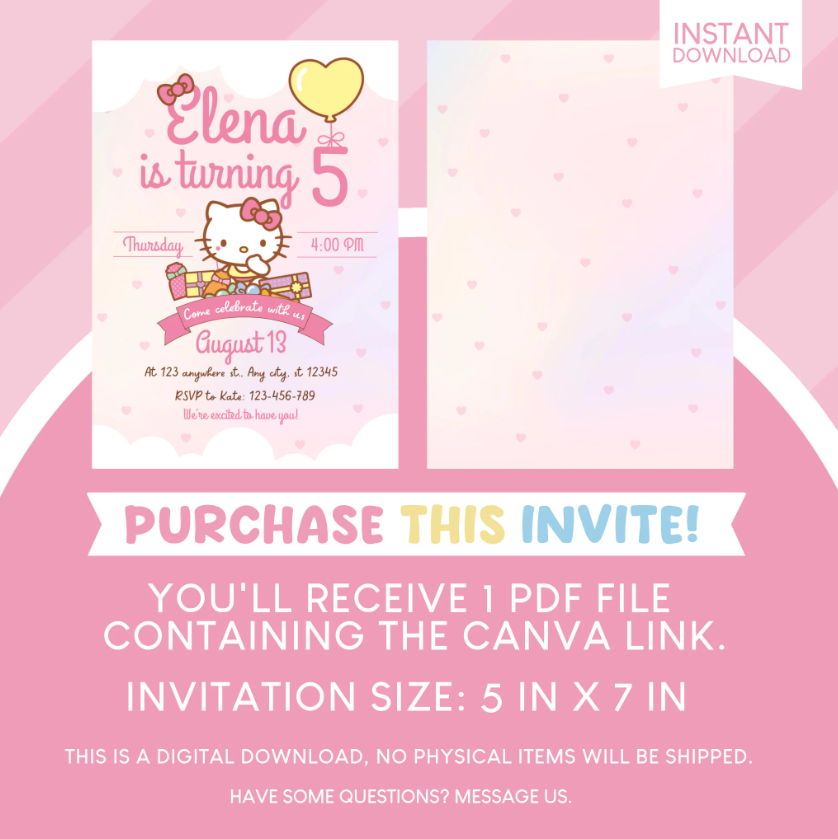 Hello Kitty Birthday Party Invitation