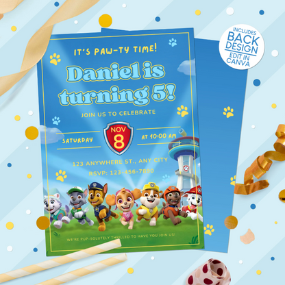 Paw Patrol Birthday Party Invitation